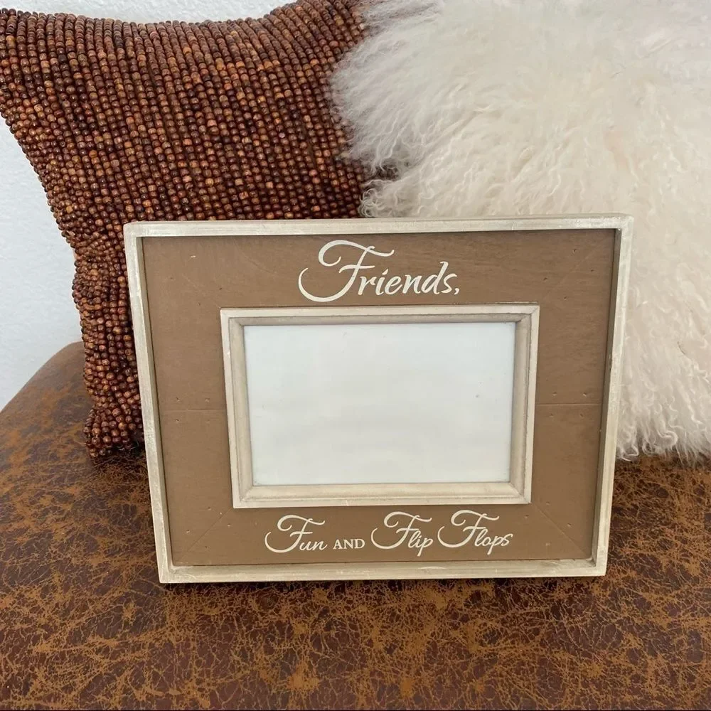 Friends Wood Picture Frame Farmhouse Beach Summer Style Fun Flip Flops 4x6 photo